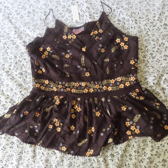 Bhanuni by Jyoti x Anthropologie Blouse NEW Floral Embroidered Top L - Picture 1 of 7